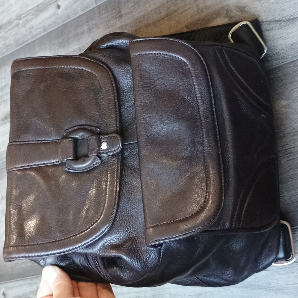 Osgoode Marley Elegant Dark Brown Leather Purse Backpack - Picture 2 of 16